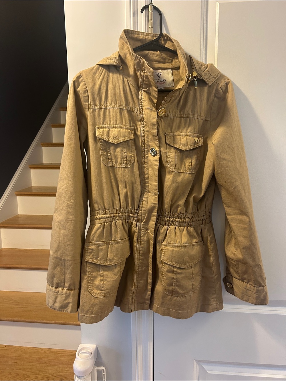 Guess Tan Utility Jacket with Hood
